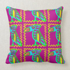 Bright Colorful Fun Toucan Tropical Bird Pattern Pillows