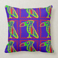 Bright Colorful Fun Toucan Tropical Bird Pattern Pillow
