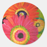 Bright & Colorful Gerbera Daisies Round Stickers