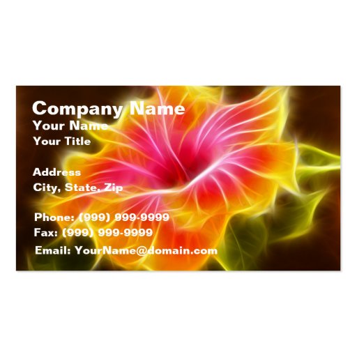 Bright Colorful Hibiscus Flower Business Card Templates (front side)