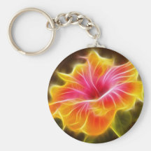 Bright Colorful Hibiscus Flower Key Chains