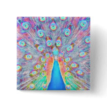 Bright Colorful *Peacock* Spirit Design Buttons