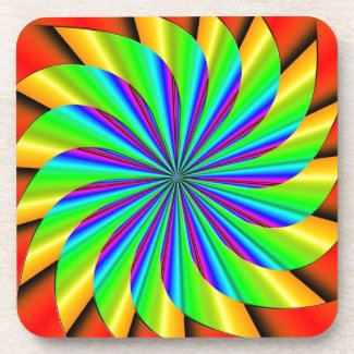 Bright Colorful Pinwheel Fractal Coasters