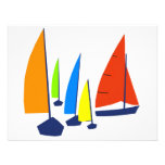Bright colorful sailboats announcements