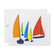 Bright colorful sailboats announcements