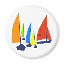 Bright colorful sailboats magnets