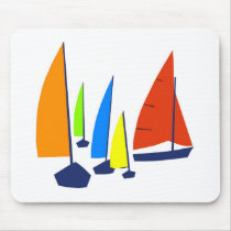Bright colorful sailboats mouse pads
