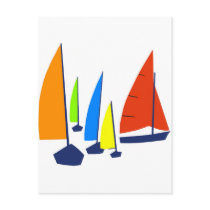Bright colorful sailboats postcards