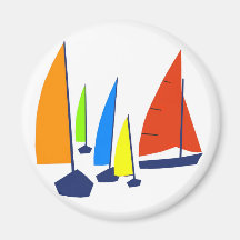 Bright colorful sailboats refrigerator magnets