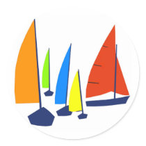 Bright colorful sailboats stickers