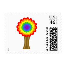 Bright Colorful Tree in Rainbow Colors. Stamps