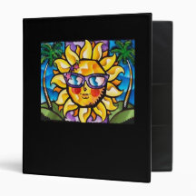 Bright & Colorful Tropical Sun & Palms Vinyl Binder