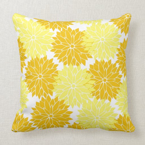 Bright Colorful Yellow Flower Blossoms Floral Throw Pillow Zazzle