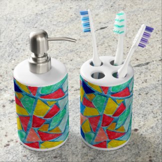 Bright Colors Abstract Mosaic Pattern Bath Set