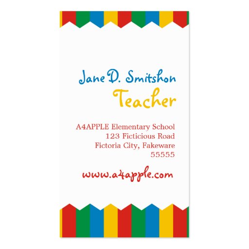 Bright Colors Business Card (front side)