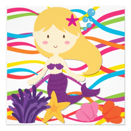 Bright Colors Mermaid Birthday Invitation
