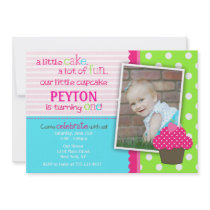 Bright Cupcake 1st Birthday Party Invitation