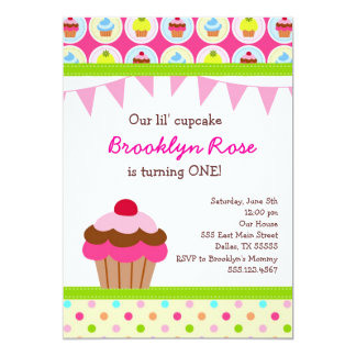 1st birthday cupcake invitations