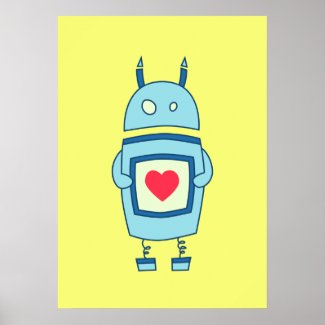 Bright Cute Clumsy Robot With Heart