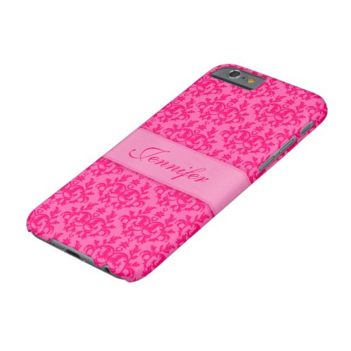 Bright damask hot pink custom iphone case Zazzle