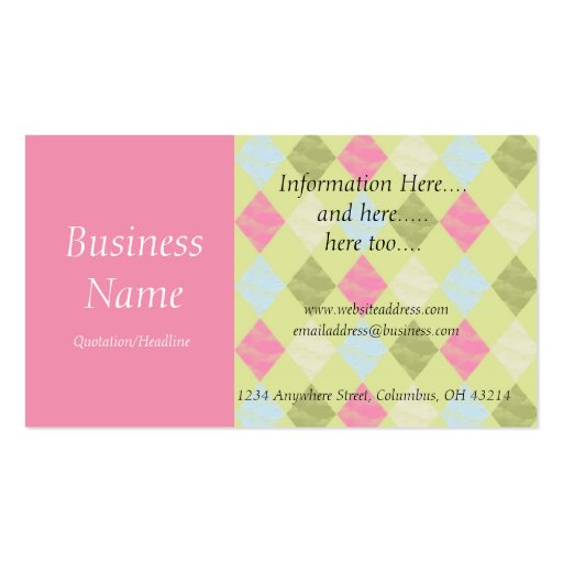 Bright Diamond Pattern 2 Business Card (front side)