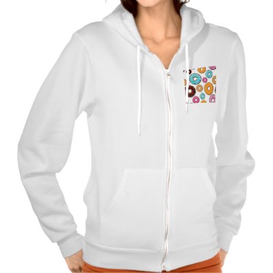 Bright Donut Whimsical Pattern Hooded Pullover