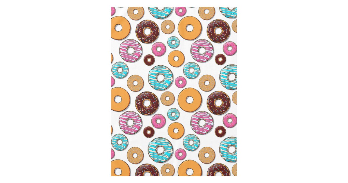 Bright Donut Whimsical Pattern Tablecloth Zazzle