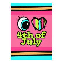 Bright Eye Heart I Love 4th of July Personalized Invitation