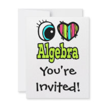 Bright Eye Heart I Love Algebra Custom Invitation