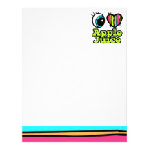 Bright Eye Heart I Love Apple Juice Personalized Letterhead