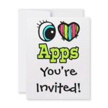 Bright Eye Heart I Love Apps Custom Invitations