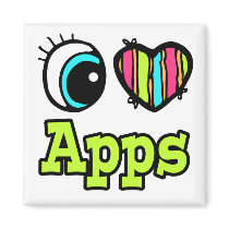Bright Eye Heart I Love Apps Refrigerator Magnet