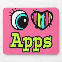 Bright Eye Heart I Love Apps Mousepad