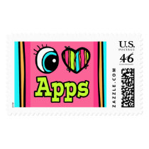 Bright Eye Heart I Love Apps Postage