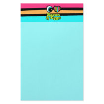Bright Eye Heart I Love Bacon and Eggs Personalized Stationery