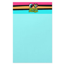 Bright Eye Heart I Love Bacon Strips Custom Stationery