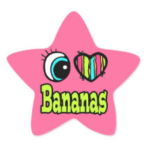 Bright Eye Heart I Love Bananas Sticker