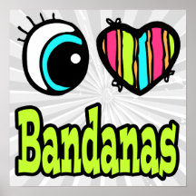 Bright Eye Heart I Love Bandanas Print