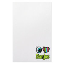 Bright Eye Heart I Love Banjos Stationery Paper