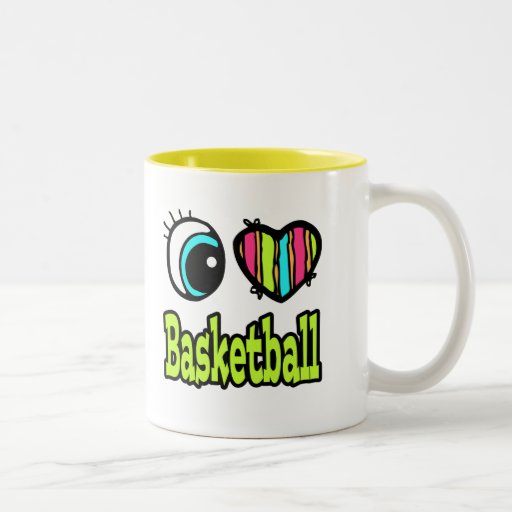 Bright Eye Heart I Love Basketball Coffee Mugs