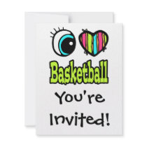 Bright Eye Heart I Love Basketball Invite