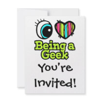 Bright Eye Heart I Love Being a Geek Personalized Announcement