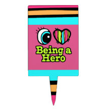 Bright Eye Heart I Love Being a Hero Cake Toppers