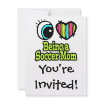 Bright Eye Heart I Love Being a Soccer Mom Personalized Announcements