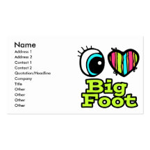 Bright Eye Heart I Love Big Foot Business Card Templates