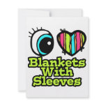Bright Eye Heart I Love Blankets With Sleeves Personalized Announcements