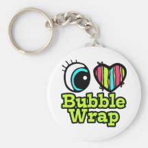 Bright Eye Heart I Love Bubble Wrap Key Chain
