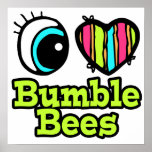 Bright Eye Heart I Love Bumble Bees posters