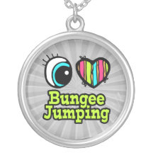 Bright Eye Heart I Love Bungee Jumping Necklace