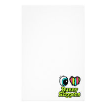 Bright Eye Heart I Love Bunny Slippers Custom Stationery